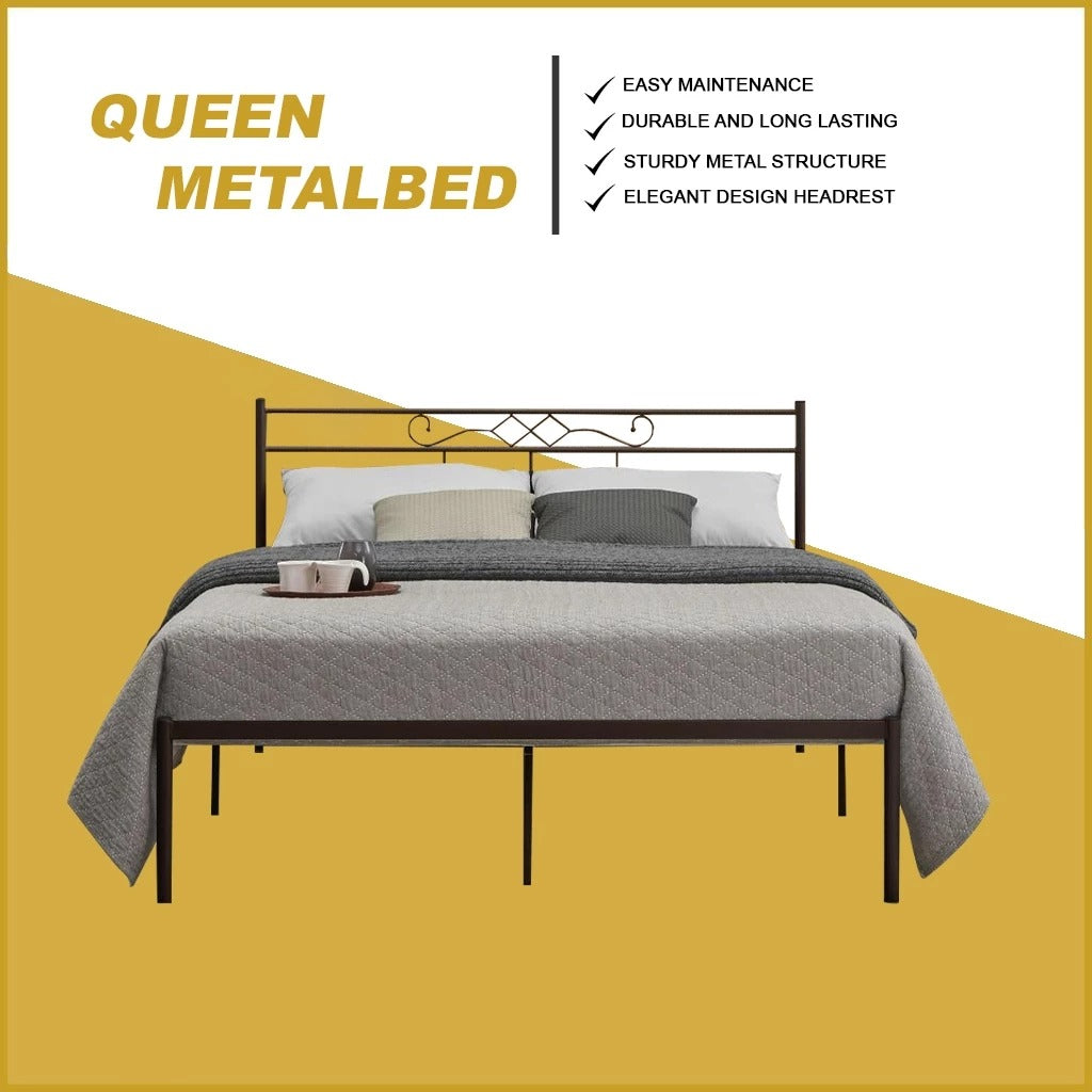 Jude Queen Metal Bed Frame in Copper or White Colour - w/ Mattress Option