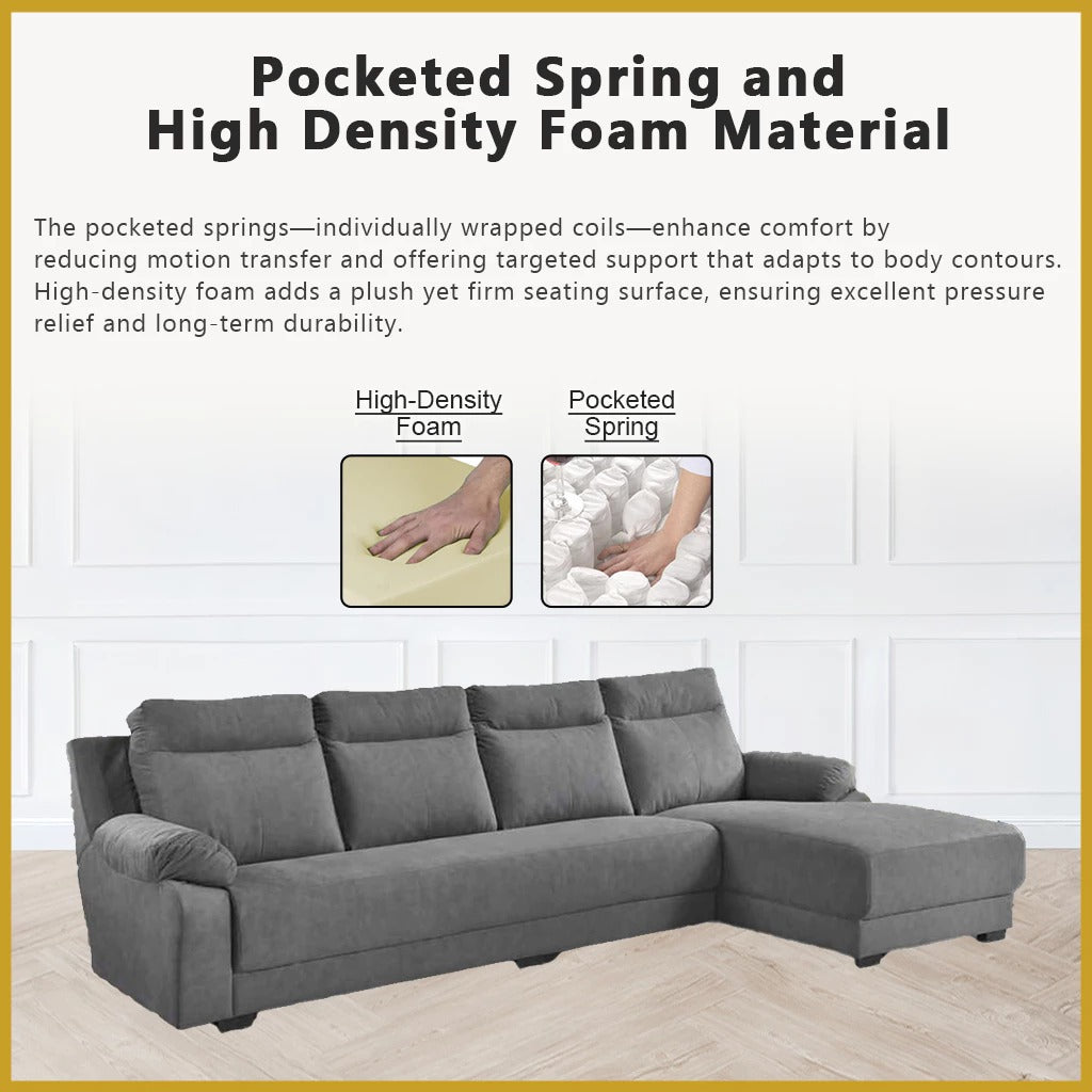 Blanca 4 Seater Left and Right L-Shaped Sofa in 47 Colour -w/ PetFriendly Fabric/Leather