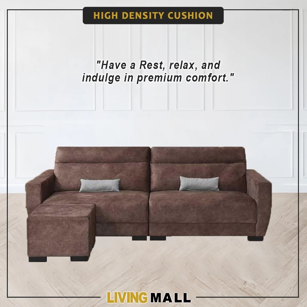 Noah 4 Seater Sofa with Stool High Density Foam w/ Pet Friendly Options