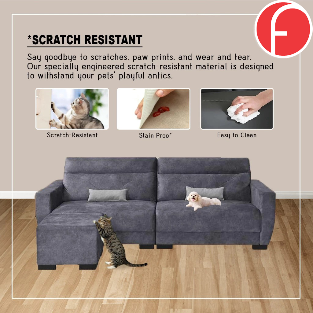 Noah 4 Seater Sofa with Stool High Density Foam w/ Pet Friendly Options