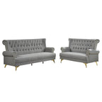 Arjon 2-Seater + 3-Seater Sofa Zigzag Spring in Grey Colour Fabric