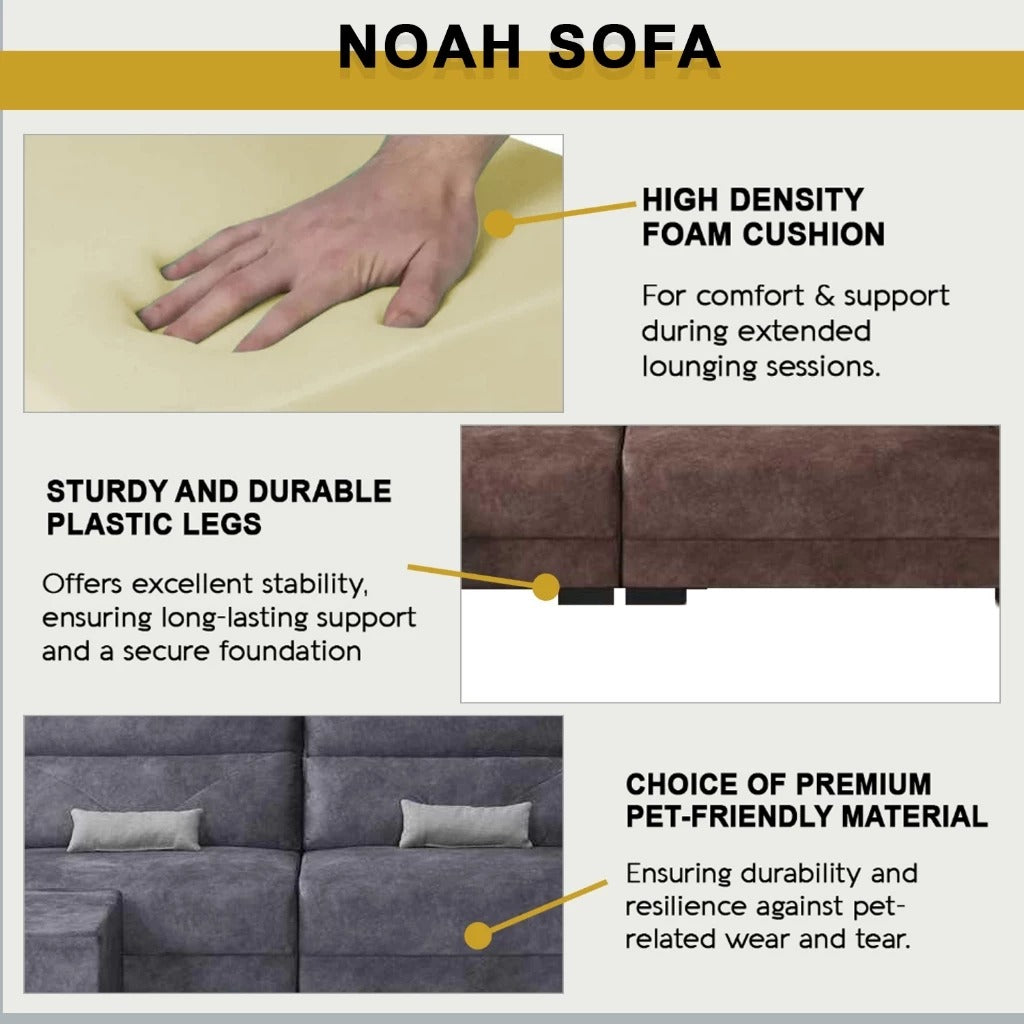 Noah 4 Seater Sofa with Stool High Density Foam w/ Pet Friendly Options