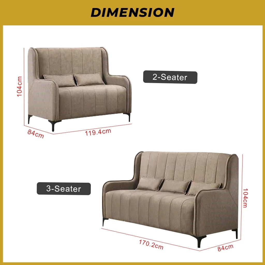 Odette High Back 2-Seater + 3-Seater Sofa Webbing with Foam - w/ PetFriendly Option