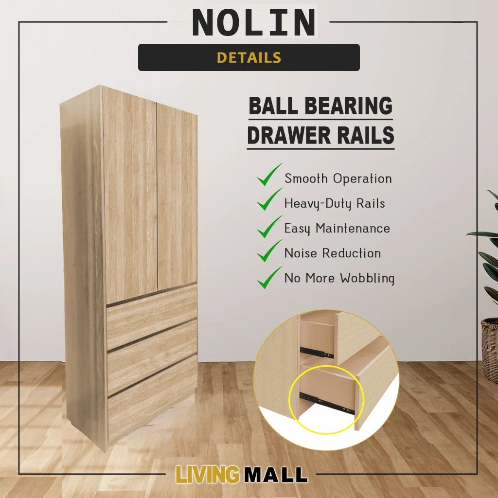 Nolin Modern 2 Door Hanging Wardrobe + 3 Layer Drawer Laminated Back Panel