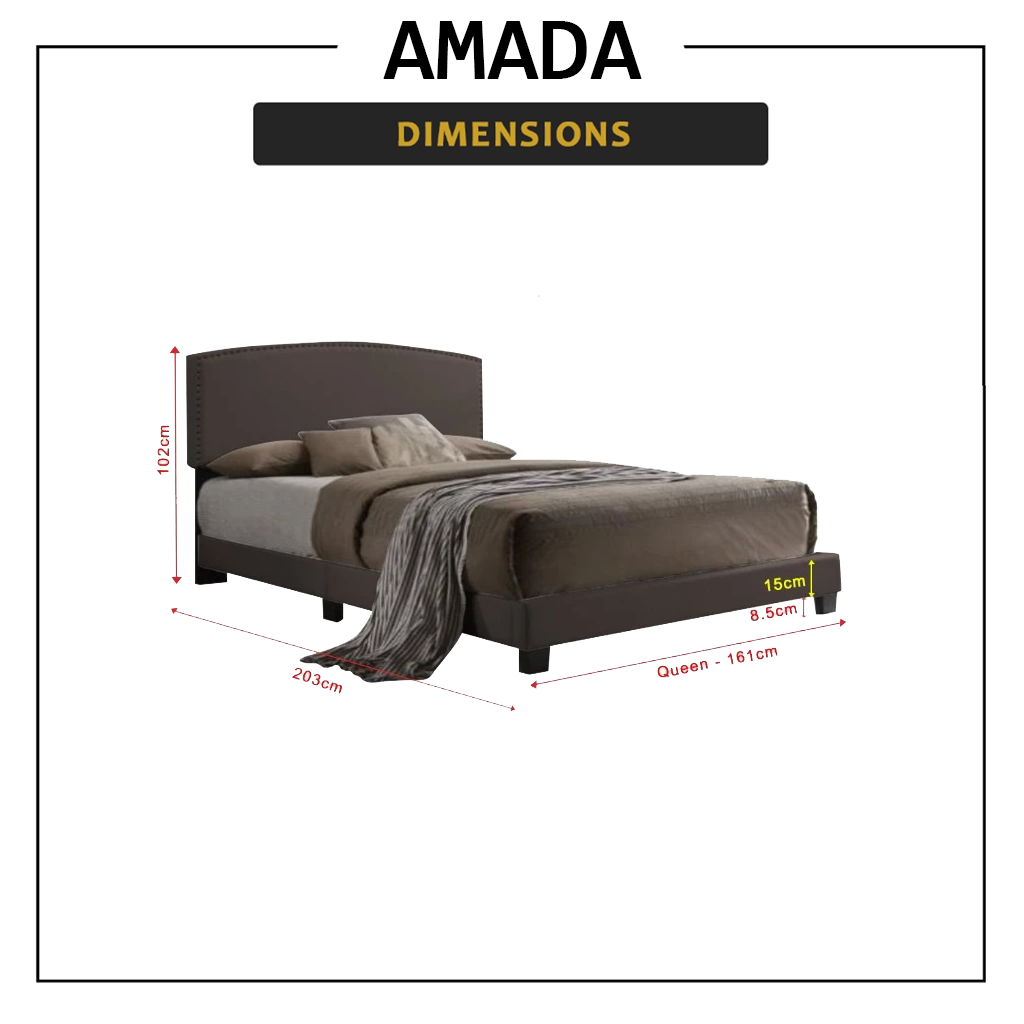 Amada F Queen Size Bed Frame Upholstered Tufted Platform Bed w/ Mattress Option