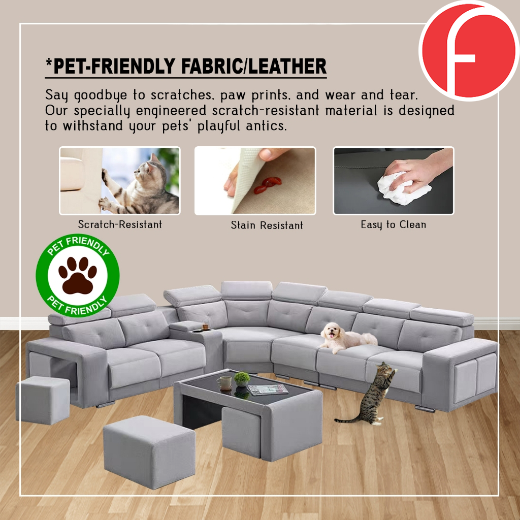 Silas Corner Set Sofa Pocket Spring in 47 Colour - w/ PetFriendly Fabric Option