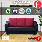 Ethan 3 Seater Sofa Set in 47 Colour -w/ PetFriendly Fabric/Faux Leather Options