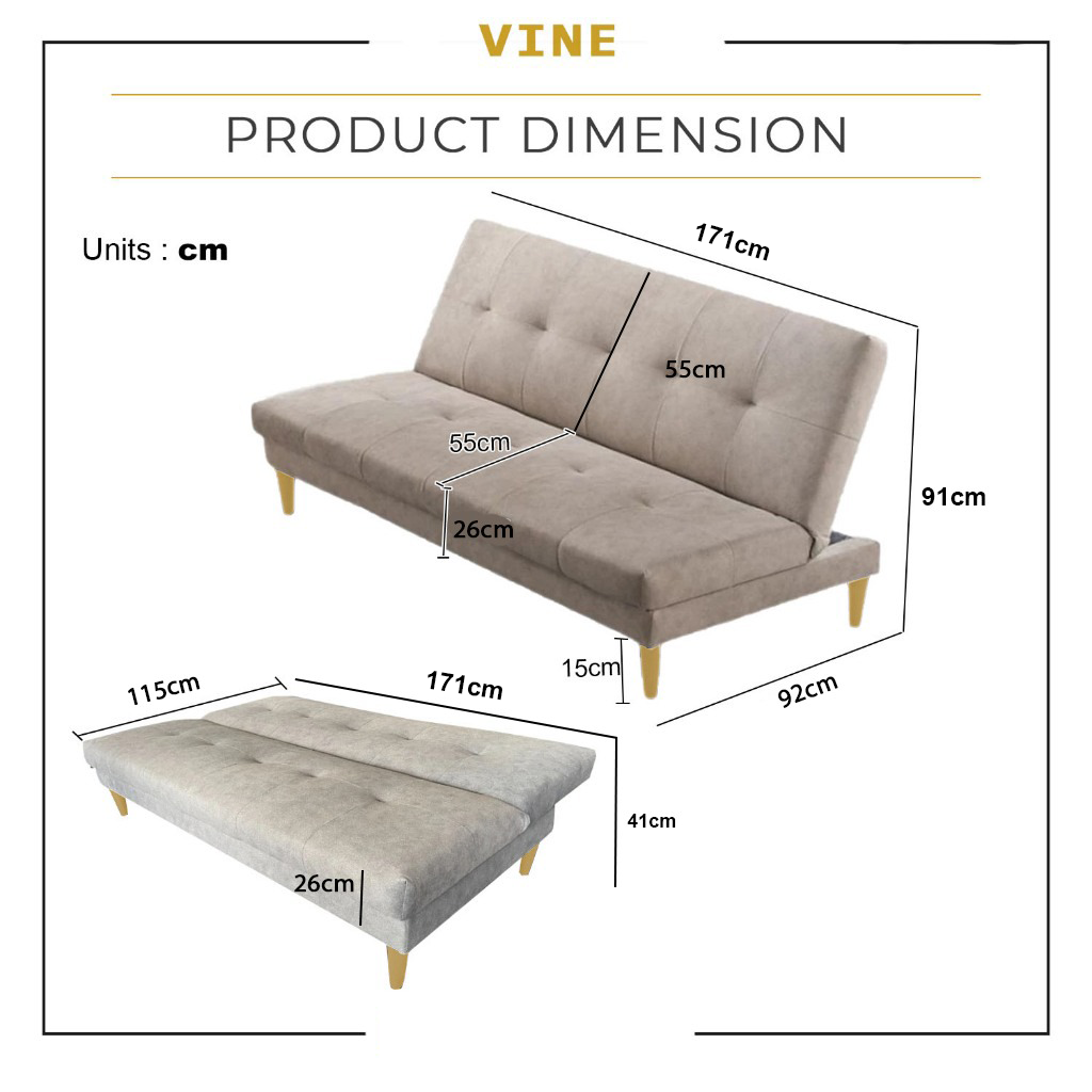 Vine 3-Seater Sofa Bed High Density Foam Cushion w/ PetFriendly Options