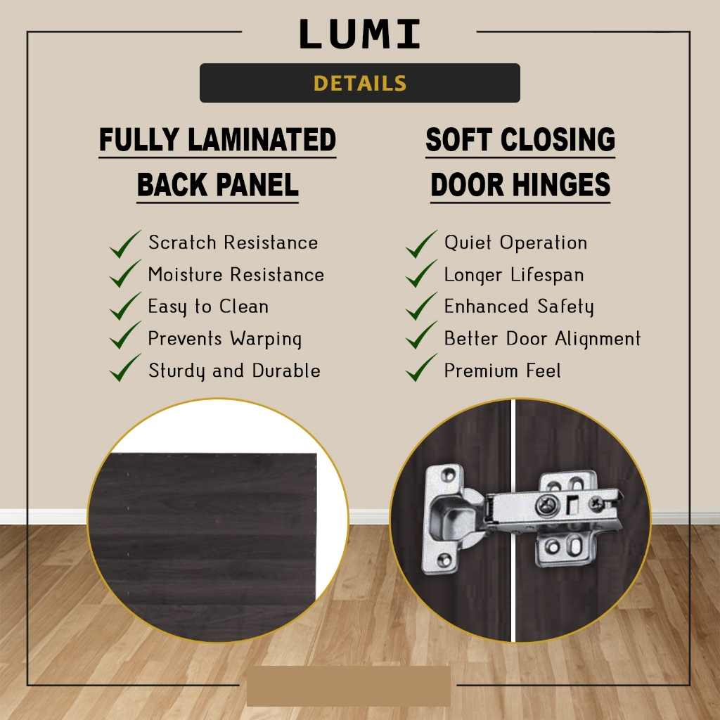 Lumi 4 Tier Premium Shoe Cabinet Soft Closing Fully Laminated Back Panel in 3 Colours