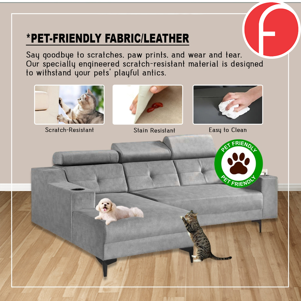 Axel 3 Seater Left and Right L-Shaped Sofa in 47 Colour - w/ PetFriendly Fabric/Leather
