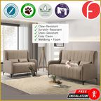 Odette High Back 2-Seater + 3-Seater Sofa Webbing with Foam - w/ PetFriendly Option