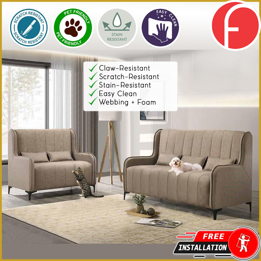 Odette High Back 2-Seater + 3-Seater Sofa Webbing with Foam - w/ PetFriendly Option