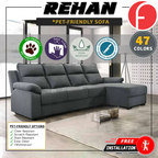 Rehan 4 Seater High Back L-Shaped Sofa in 47 Colour - w/ Pet Friendly Fabric/Leather