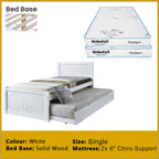 Delia Pull-Out Bed Frame Slatted Wood Base with Pull-out Bed w/ Mattress Option