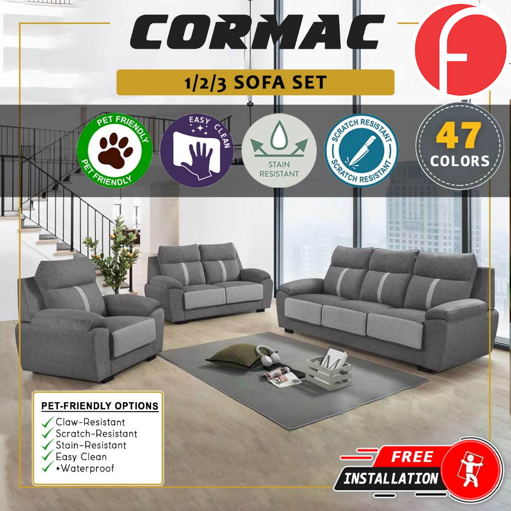 Cormac 1/2/3-Seater High Back Sofa 47 Colour - w/ PetFriendly Fabric/Leather Option