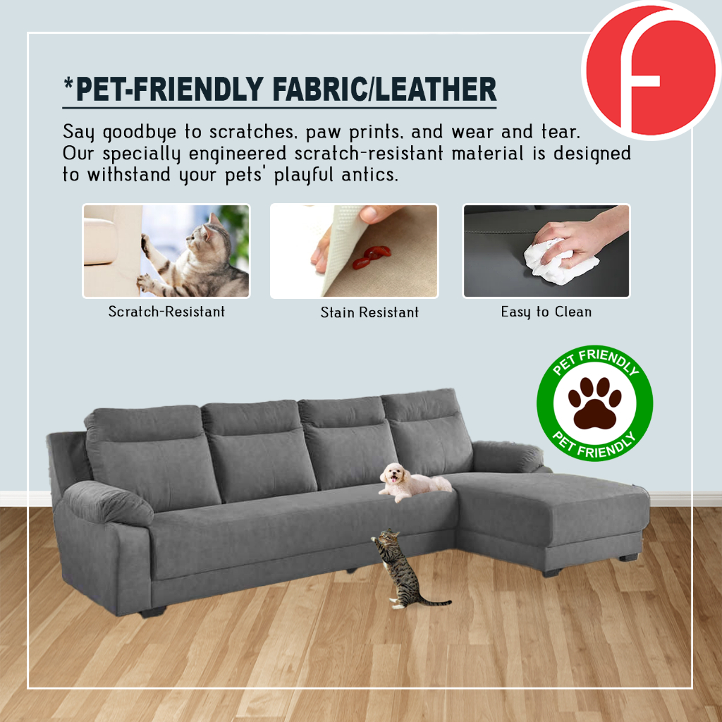 Blanca 4 Seater Left and Right L-Shaped Sofa in 47 Colour -w/ PetFriendly Fabric/Leather
