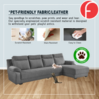 Blanca 4 Seater Left and Right L-Shaped Sofa in 47 Colour -w/ PetFriendly Fabric/Leather