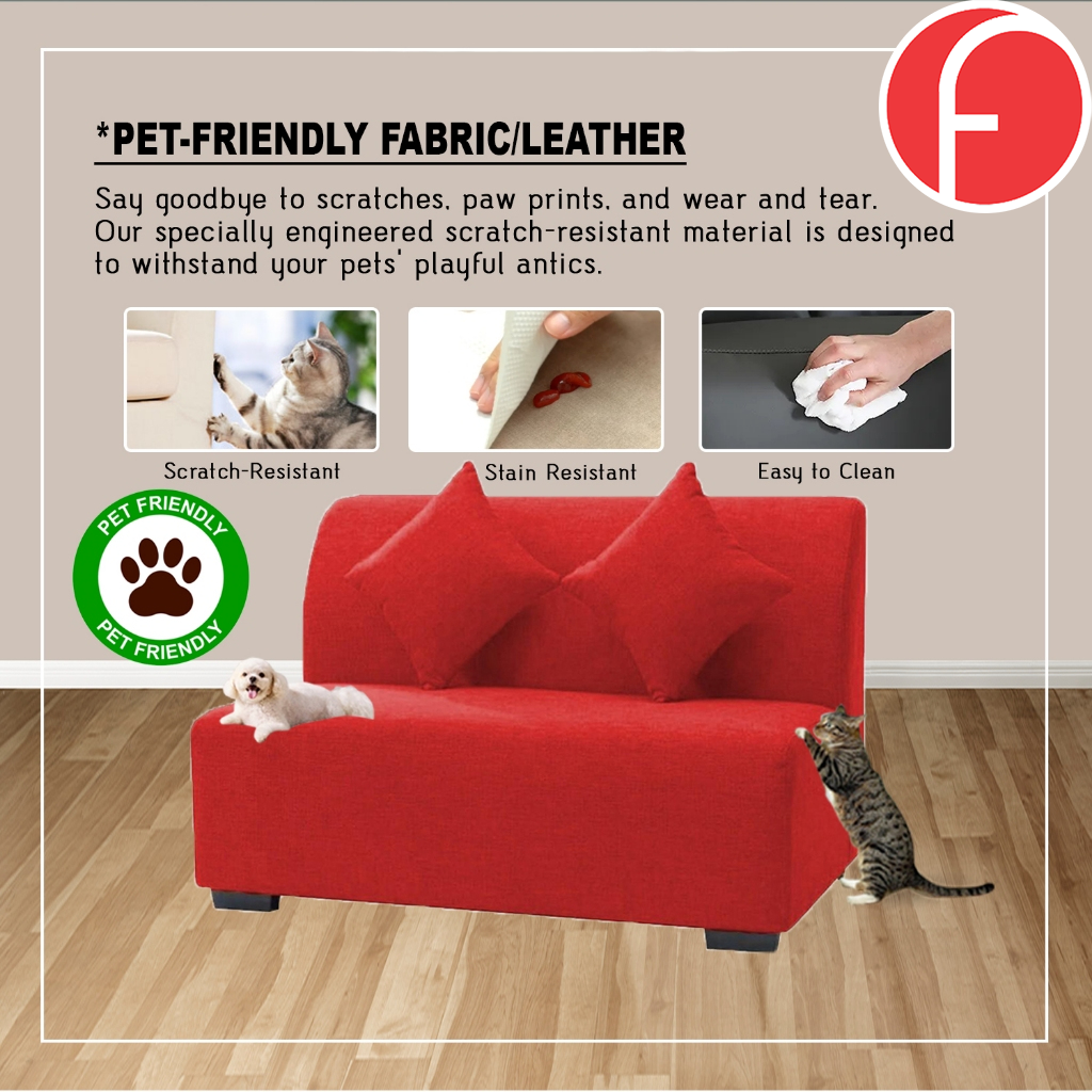 Canro Love Seat Sofa Set in 47 Colour -w/ PetFriendly Fabric/Leather