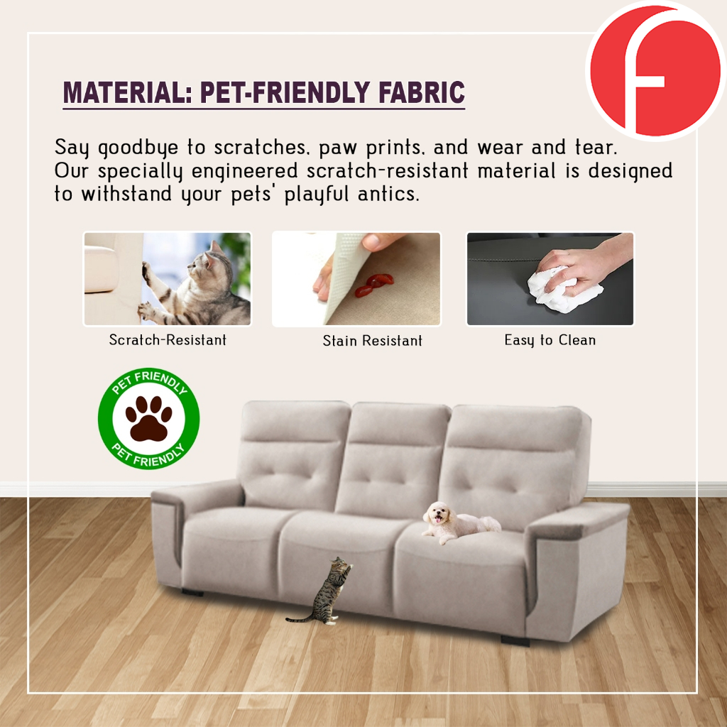 Dally High Back 2-Seater/3-Seater Sofa - w/ Pet Friendly Scratch Resistant Material Options
