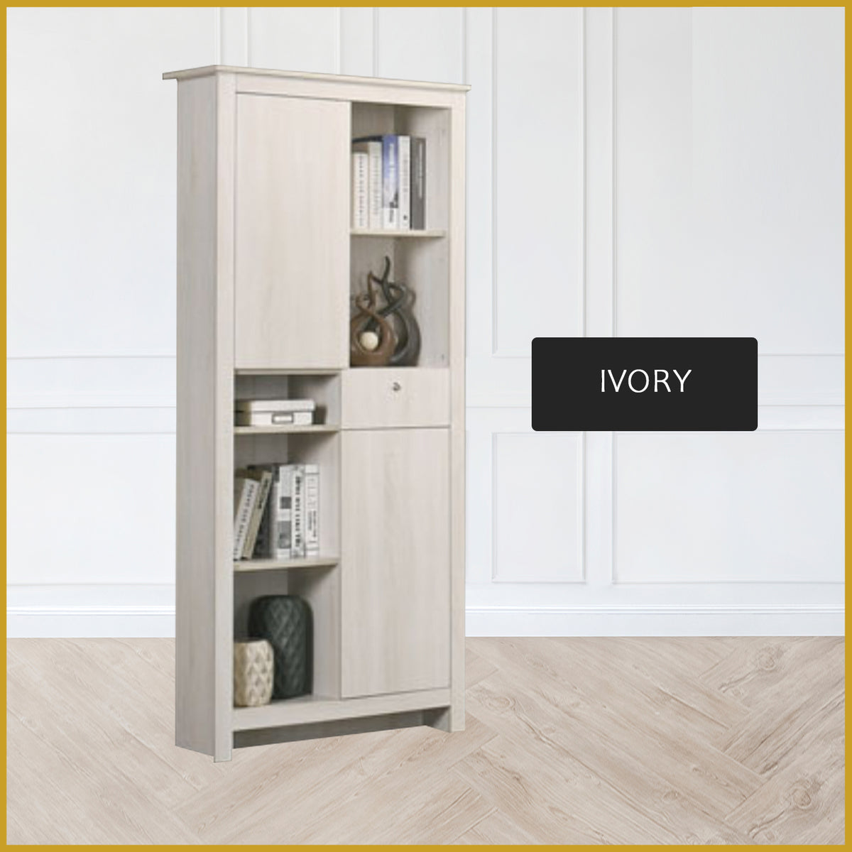 Rimma Series Display Cabinet Book Shelves CARB-P2 Certified Board in 3 Colours