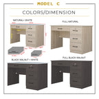 Tonee Writing Table/ Study Desk with Drawers w/ Lock and Shelf CARB-P2 Certified Board