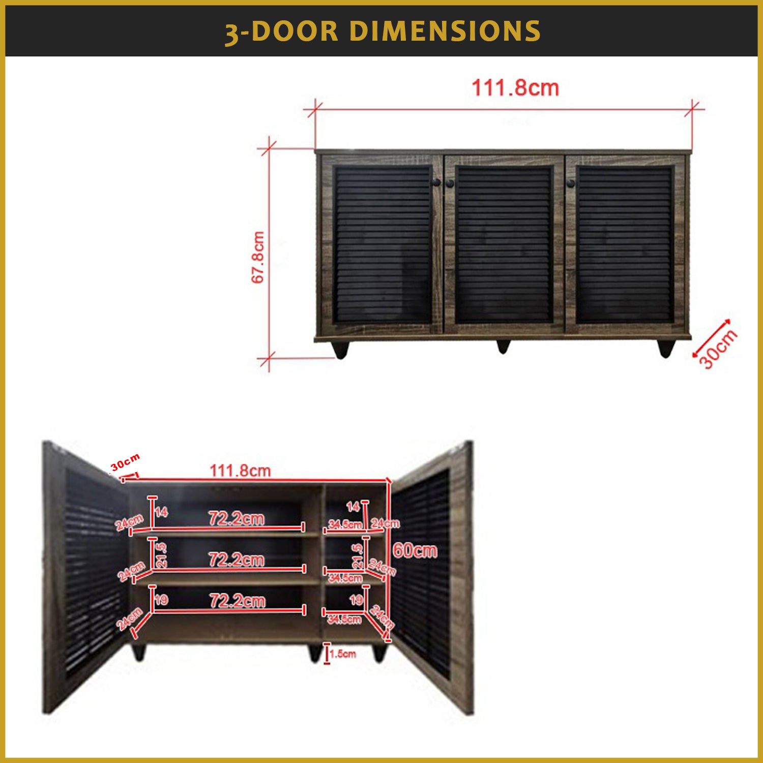 JULIA CARB-P2 Certified 2 Doors 3 Doors Shoe Rack / Shoe Cabinet With Free Installation
