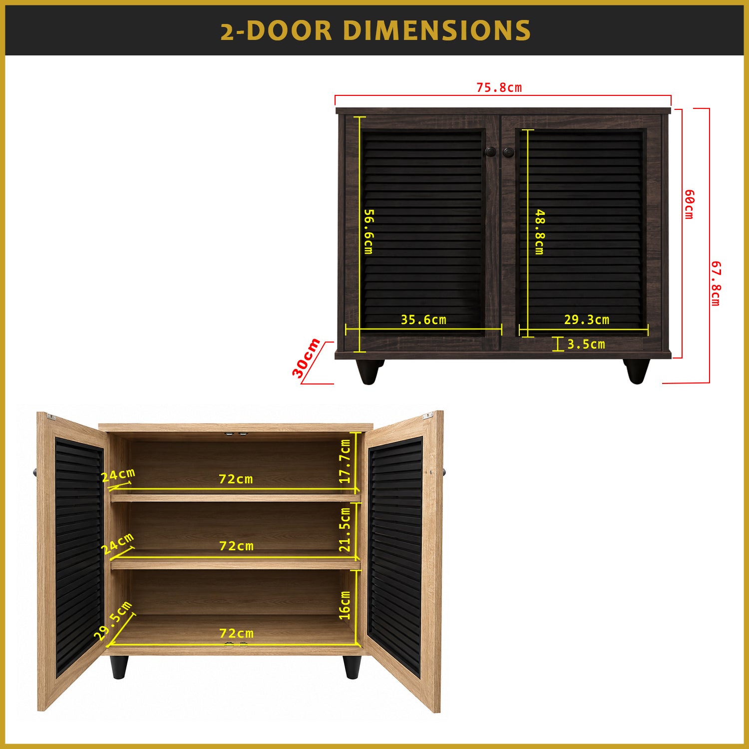 JULIA CARB-P2 Certified 2 Doors 3 Doors Shoe Rack / Shoe Cabinet With Free Installation
