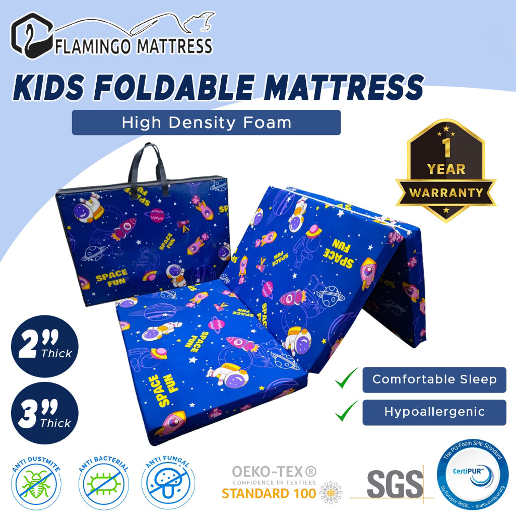 Flamingo  Foldable Mattress Single 2"/3" High Density Foam Removable Washable Cover