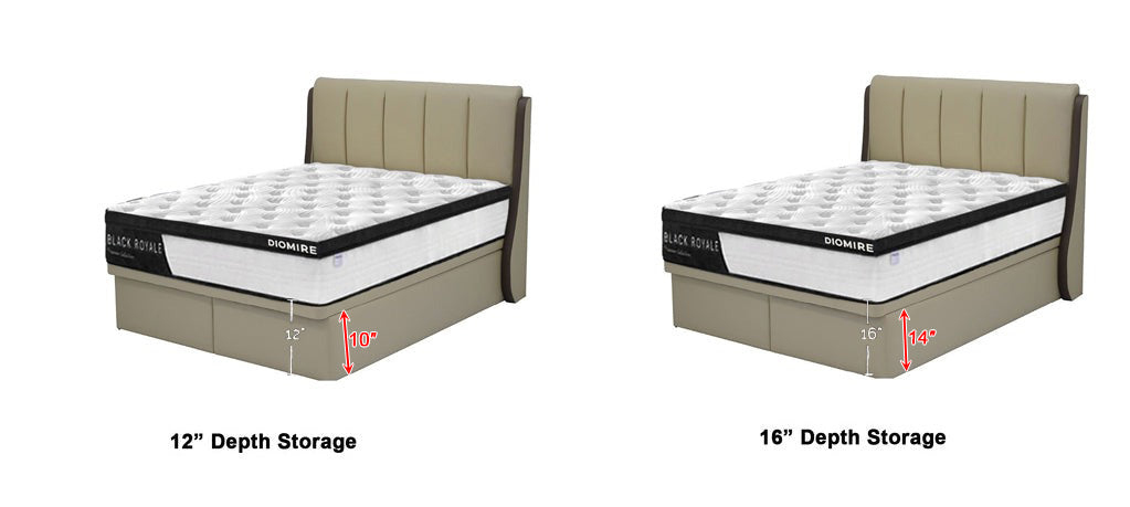Abbarin Leather Storage Bed Frame In Single, Super Single, Queen, and King Size