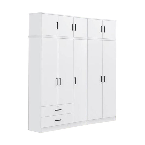 BERLIN Tall Series 5 Doors Soft Closing Wardrobe with 2 Drawers & Top Cabinet in 6 Colours