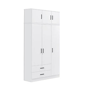 BERLIN Tall Series 3 Doors Soft Closing Wardrobe with Drawers & Top Cabinet in 6 Colours