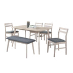 PAULA Solid Wood Dining Set Table with Chair and Bench - Available in White Wash and Walnut Colour