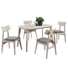 Juventus Dining Set Table with Chair & Bench in Natural Whitewash & Walnut Color
