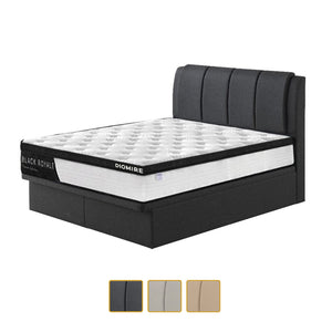 Diomire Leather And Fabric Storage Bed Frame with Mattress Package. All Sizes Available