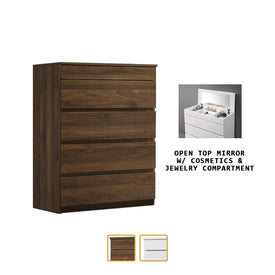 Laney 4 Chest of Drawers with Mirror and Cosmetics Compartment in 3 Colours