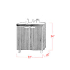 Lulu Series 7 Low Kitchen Cabinet with Drawer & Gas Cabinet in Walnut