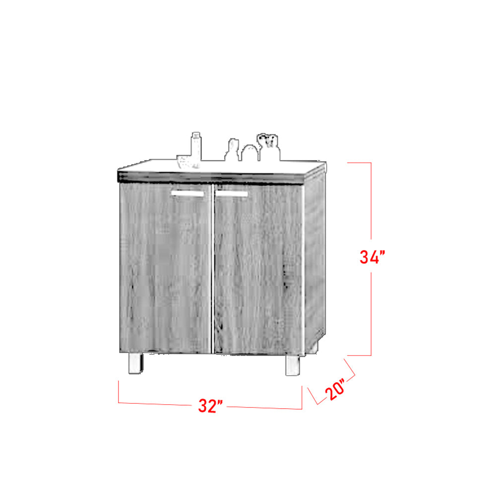 Lulu Series 7 Low Kitchen Cabinet with Drawer & Gas Cabinet in Walnut
