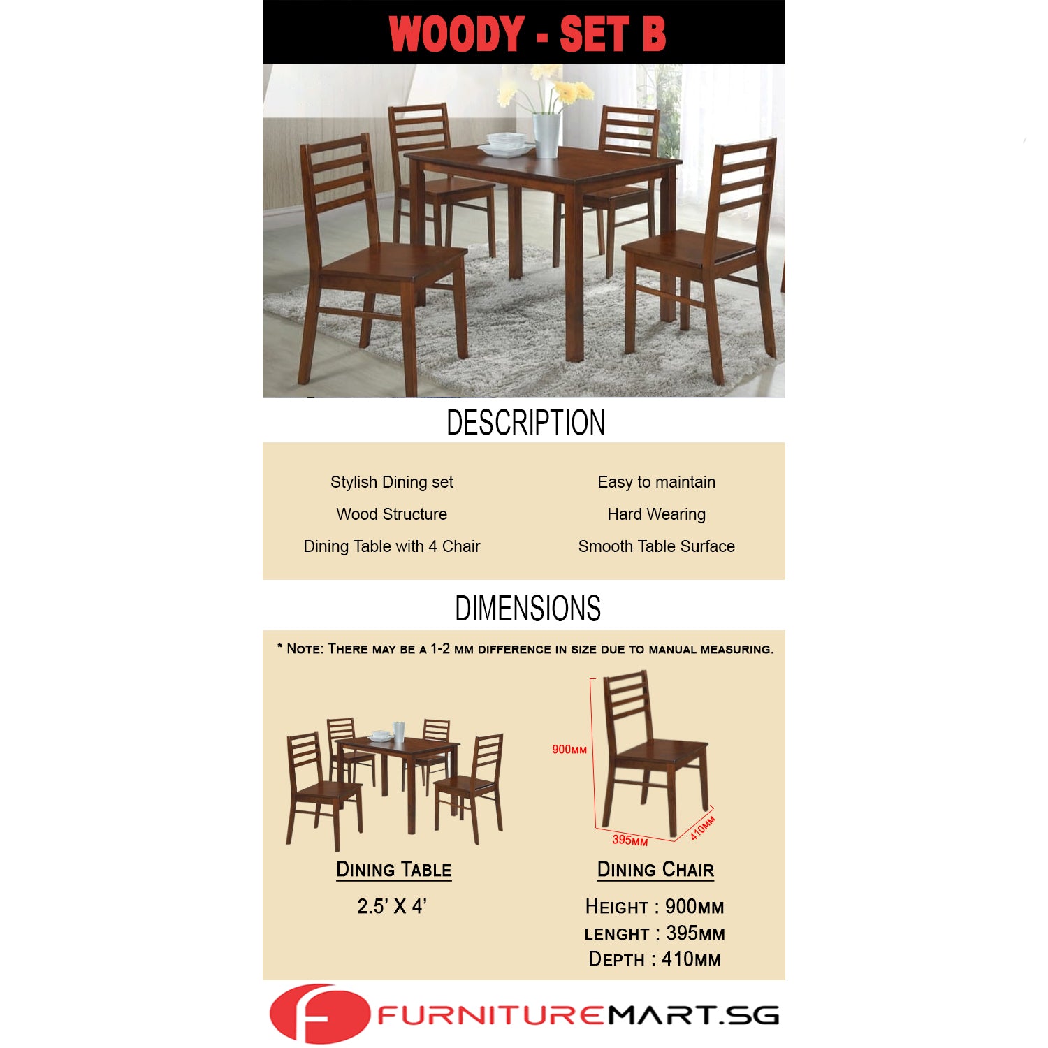 Woody Series 2 Dining Set