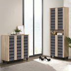 TORI 3-Door Shoe Cabinet Solid Board 8 Tier Shelving Free Ventilation