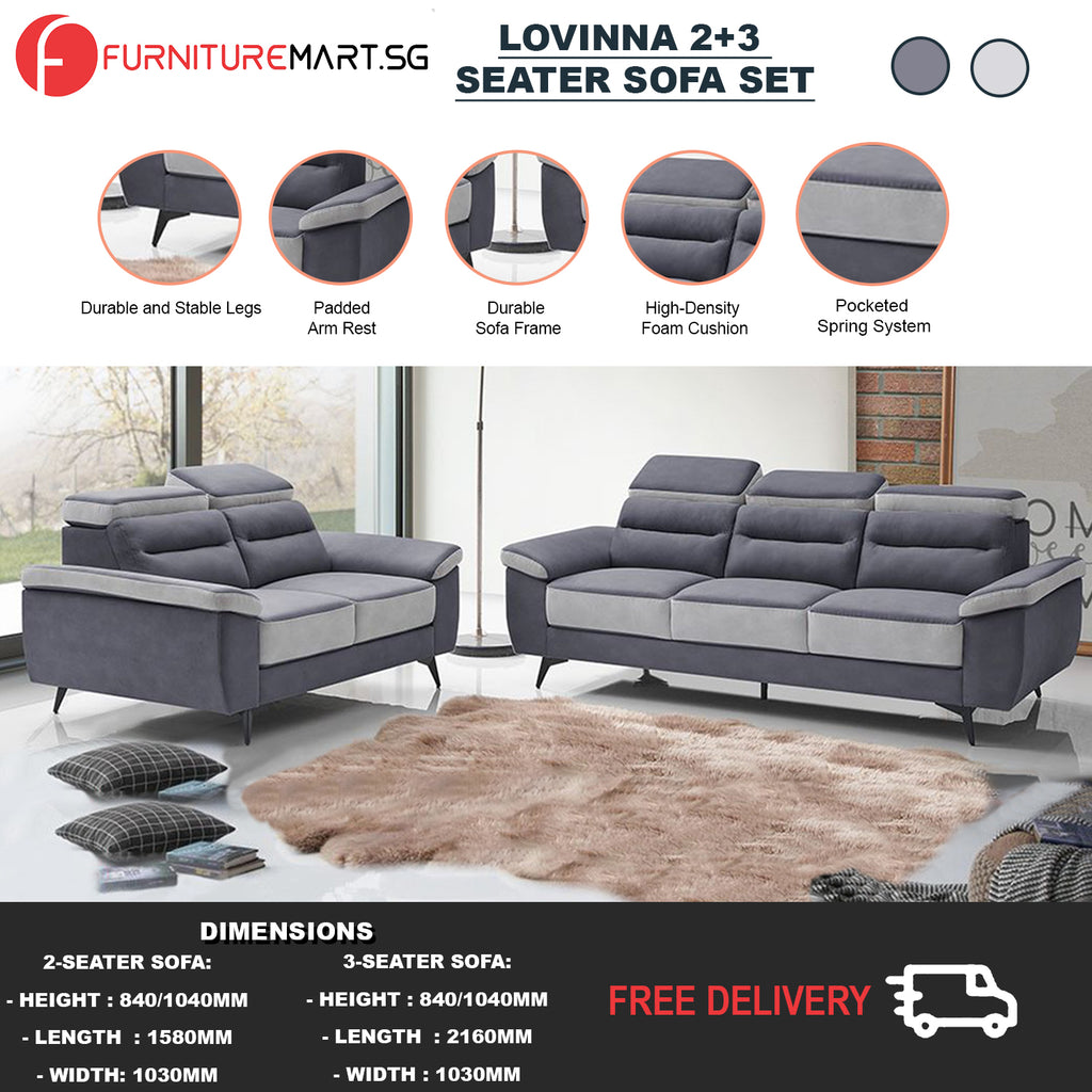 Lovinna 2-Seater and 3-Seater Sofa Pet Pocketed Spring System