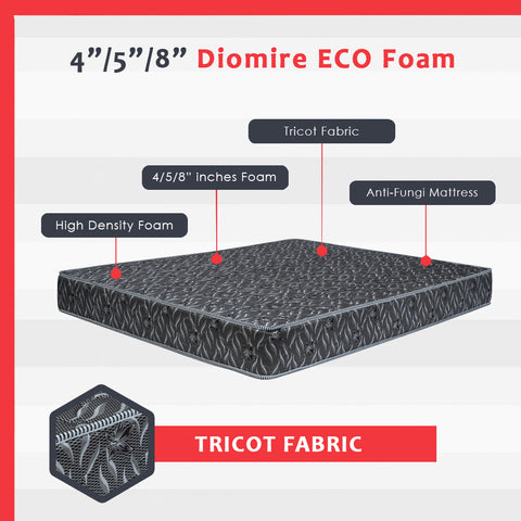 Image of Diomire Eco Foam 4"/5"/8" High Density Mattress Tricot Fabric