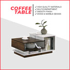 Kayo Coffee Table Modern Style Wood & Marble Design Living Room Furniture