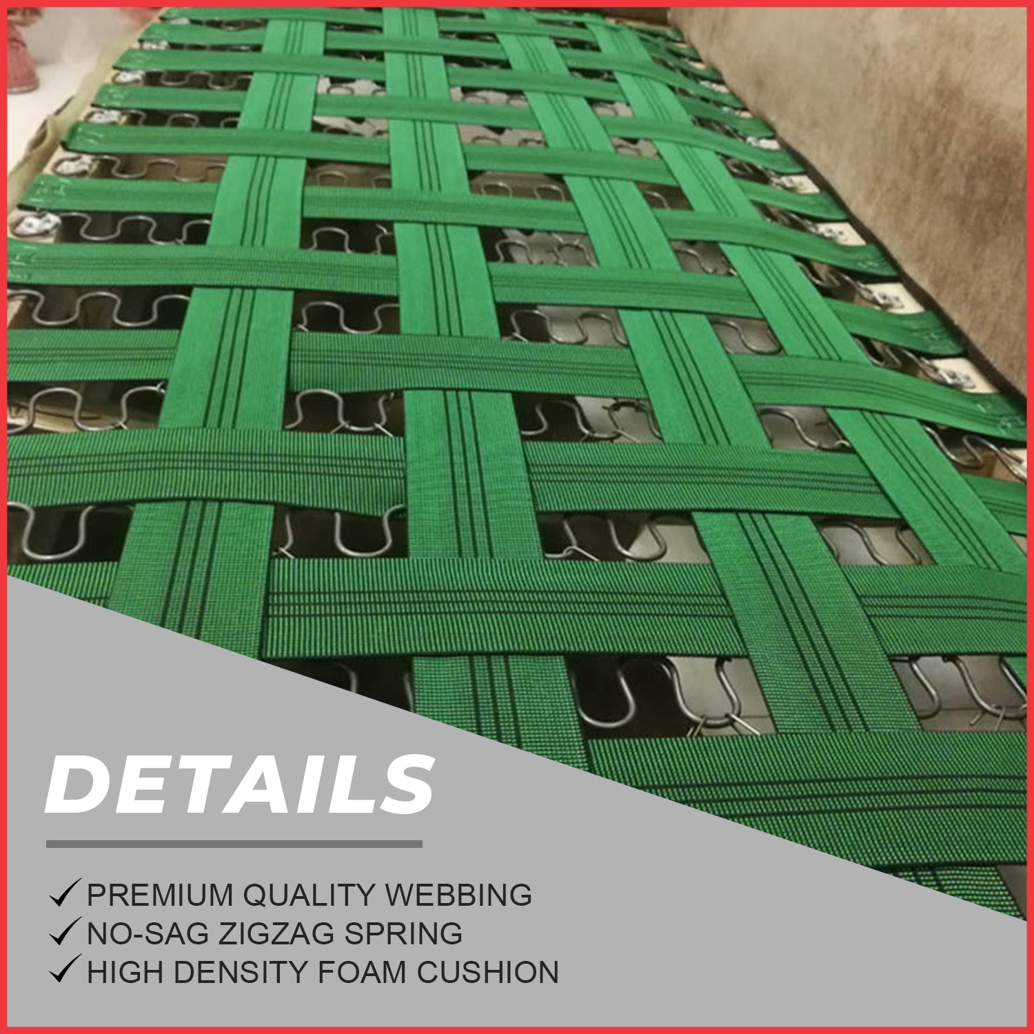 Nevio L-Shaped Fabric Sofa Premium Webbing w/ Zigzag Spring in Grey ...