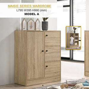 Maisie 2-Door Wardrobe Multi-Purpose Cabinets in Natural Oak Color