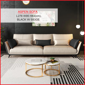 Aspen 1/2/3/4 Seater Fabric / Faux Leather Sofa with Ottoman in 8 Colors