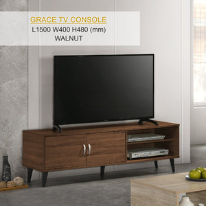 Grace TV Console Cabinet in Walnut Color