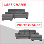 Nevio L-Shaped Fabric Sofa Premium Webbing w/ Zigzag Spring in Grey