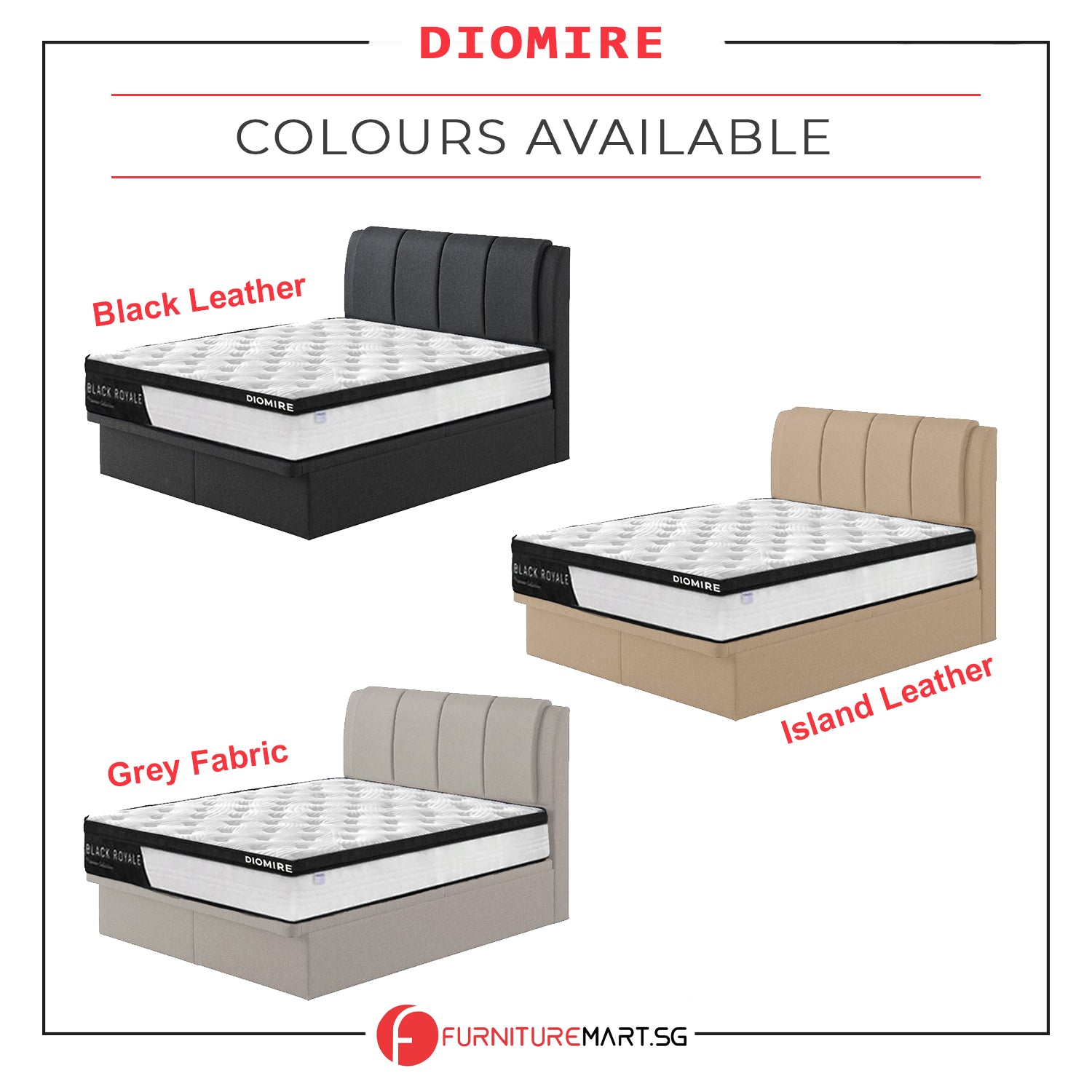 Diomire Leather And Fabric Storage Bed Frame with Mattress Package. All Sizes Available