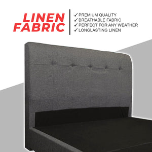 Sigma Grey Linen Fabric Divan Bed Frame  - All Sizes Available
