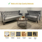 Lydia 2+3 Seater Sofa Set High Back Velvet Fabric in Light Grey Colour